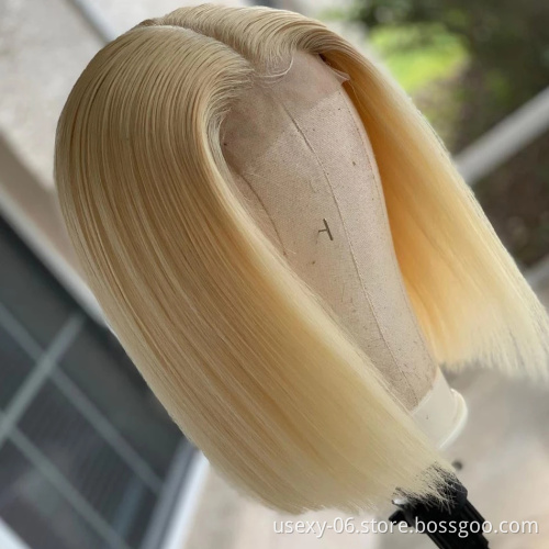 Blonde virgin hair lace frontal 613 wigs transparent hd lace front bob wigs human hair blonde curly wigs for black women